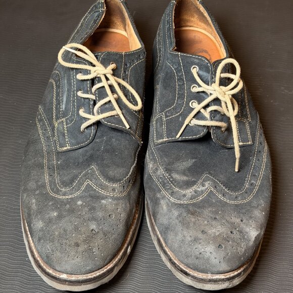 Public Opinion Men's Black Suede Wingtip Brogue Oxford Shoes US 14M - Picture 2 of 5